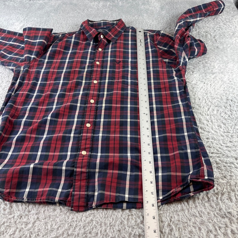 American Eagle Outfitters Plaid Button Down Shirt Long Sleeve Red Blue Men L - Picture 5 of 9